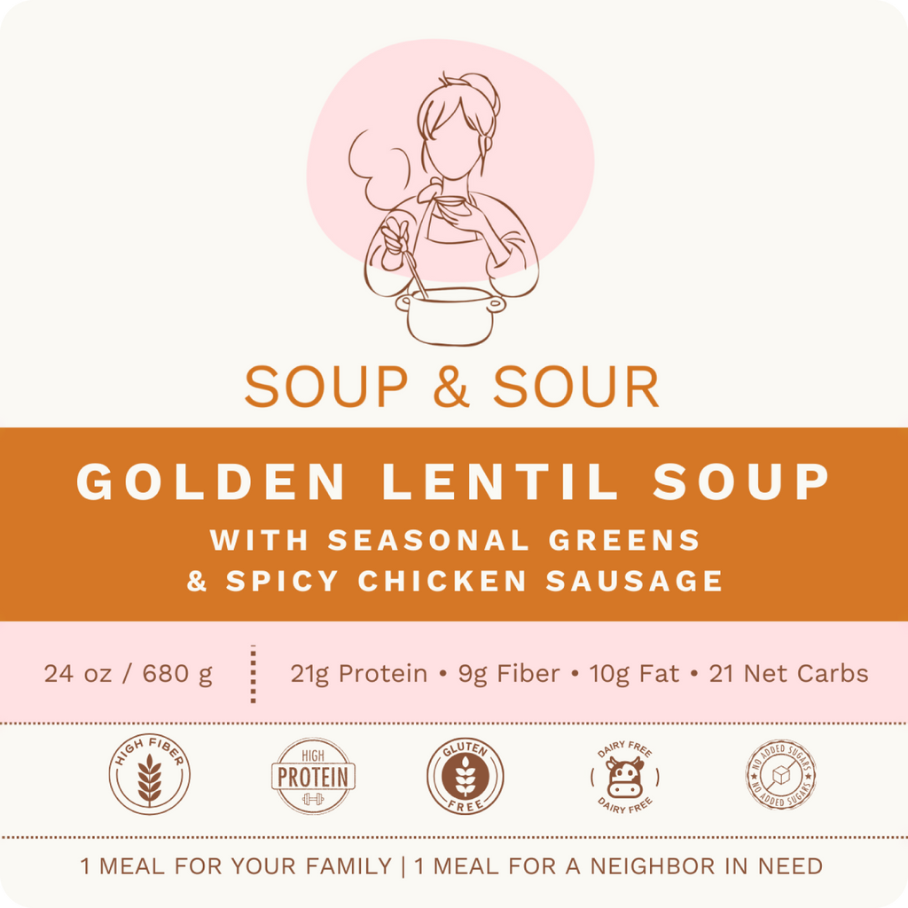 Golden Lentil with Seasonal Greens & Chicken Sausage